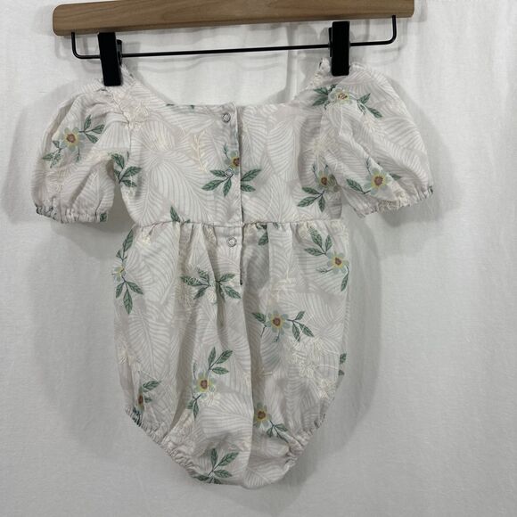 Unbranded Girls Floral Embroidered Summer Puff Sleeve Romper Size 9-12 Months - Picture 2 of 10